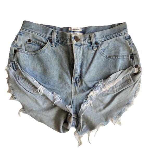 One Teaspoon High Waist Bandits Shorts Size Small 30.5” Rolled Cuff Cutoff Boho - Picture 1 of 6